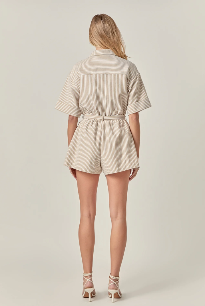 Stripe Oxford Fabric Romper