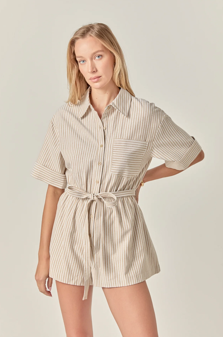 Stripe Oxford Fabric Romper