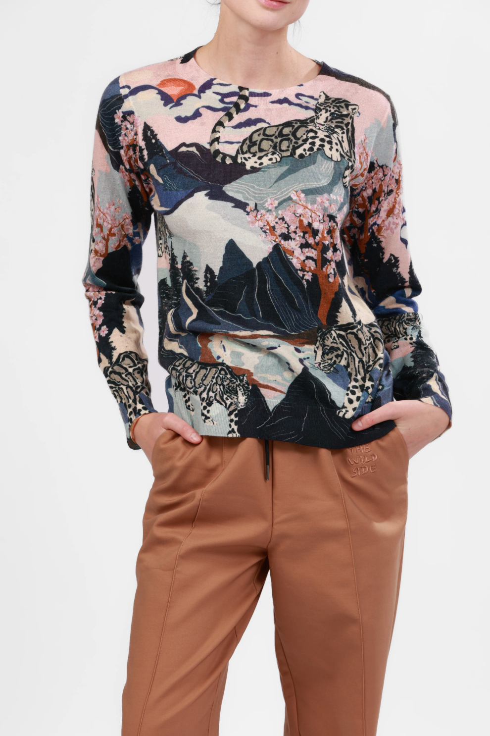 Cashmere Sweater in Snow Leopard Blue