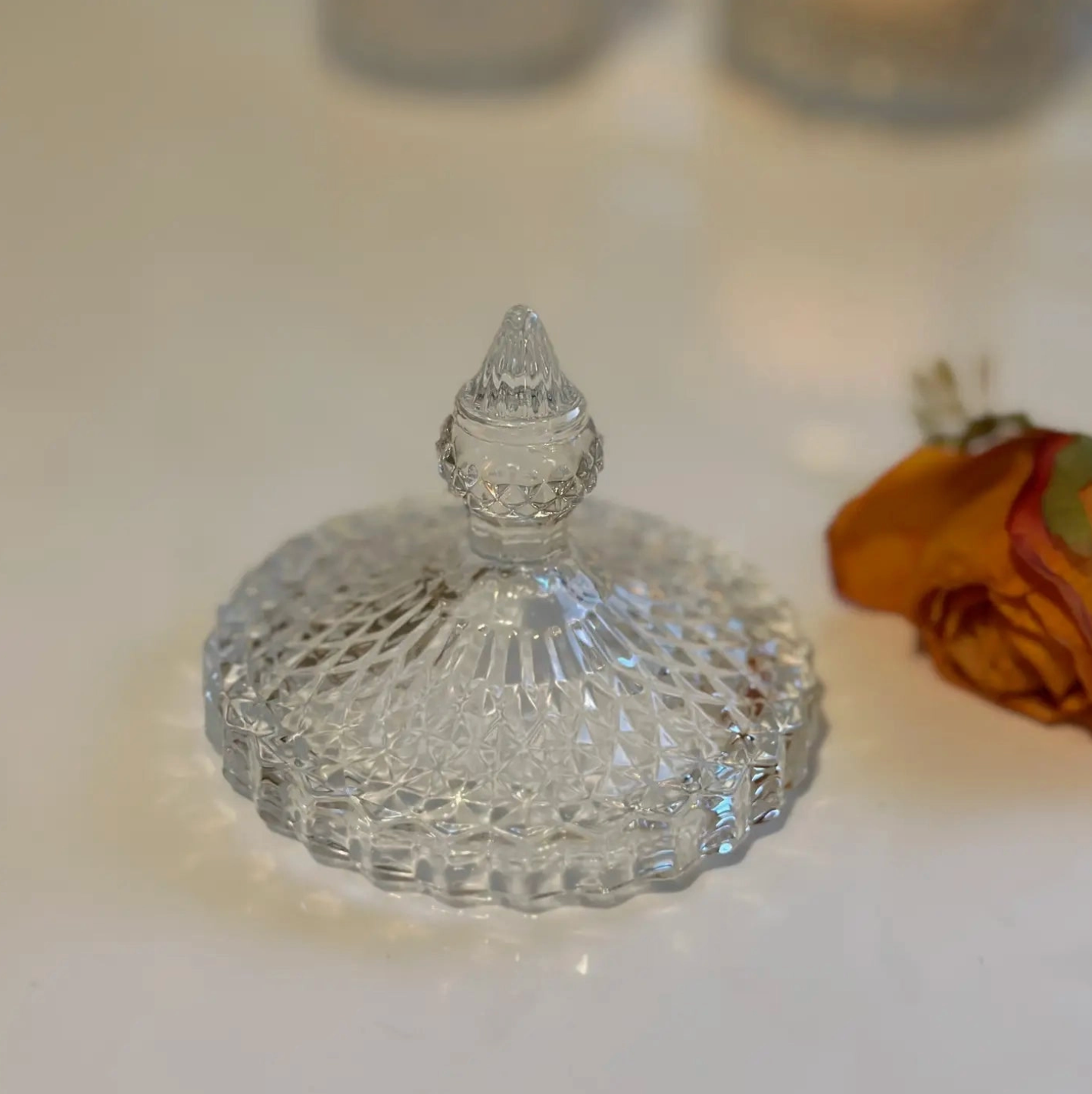 Diamond-Cut Crystal Clear Glass Storage Jar