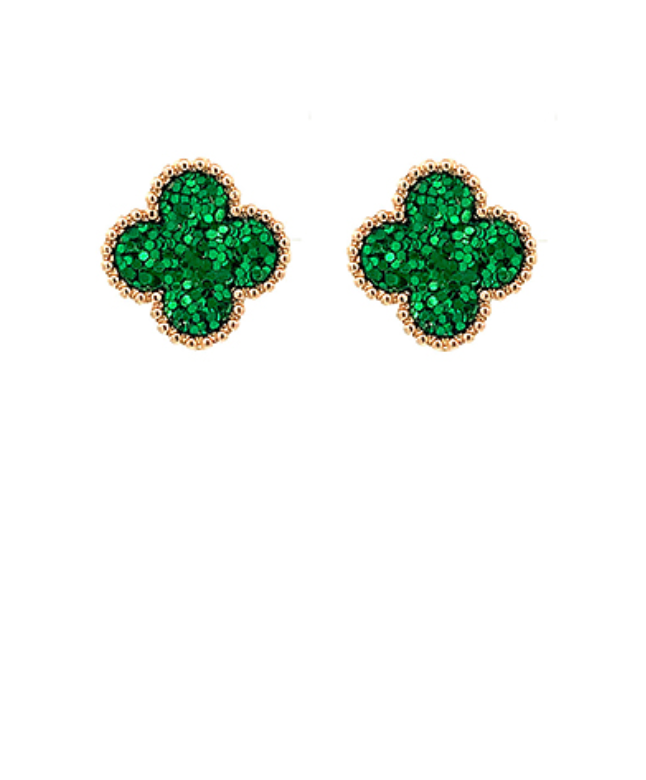 Sequin Clover Studs
