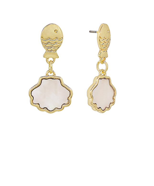 Fish & Shell Dangle Earrings