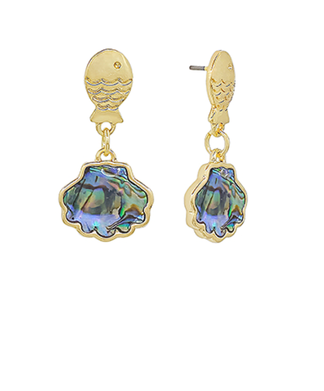 Fish & Shell Dangle Earrings