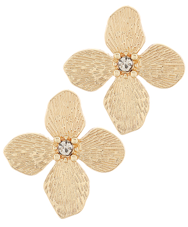 Textured Flower Metal Earrings