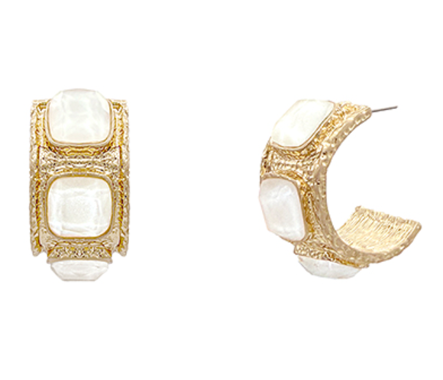 Square Dome & Hammered Half Hoops