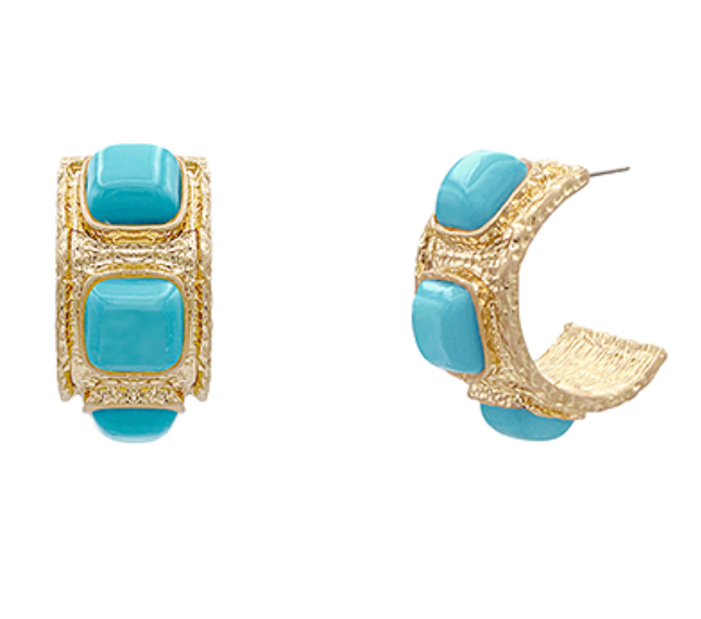 Square Dome & Hammered Half Hoops