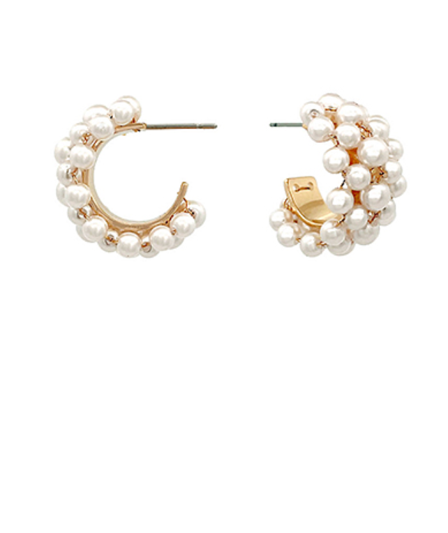 Wide Pearl Hoops