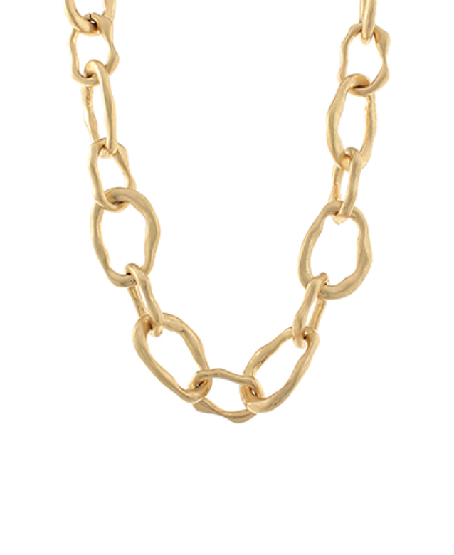 Hammered Oval Chunky Chain Necklace