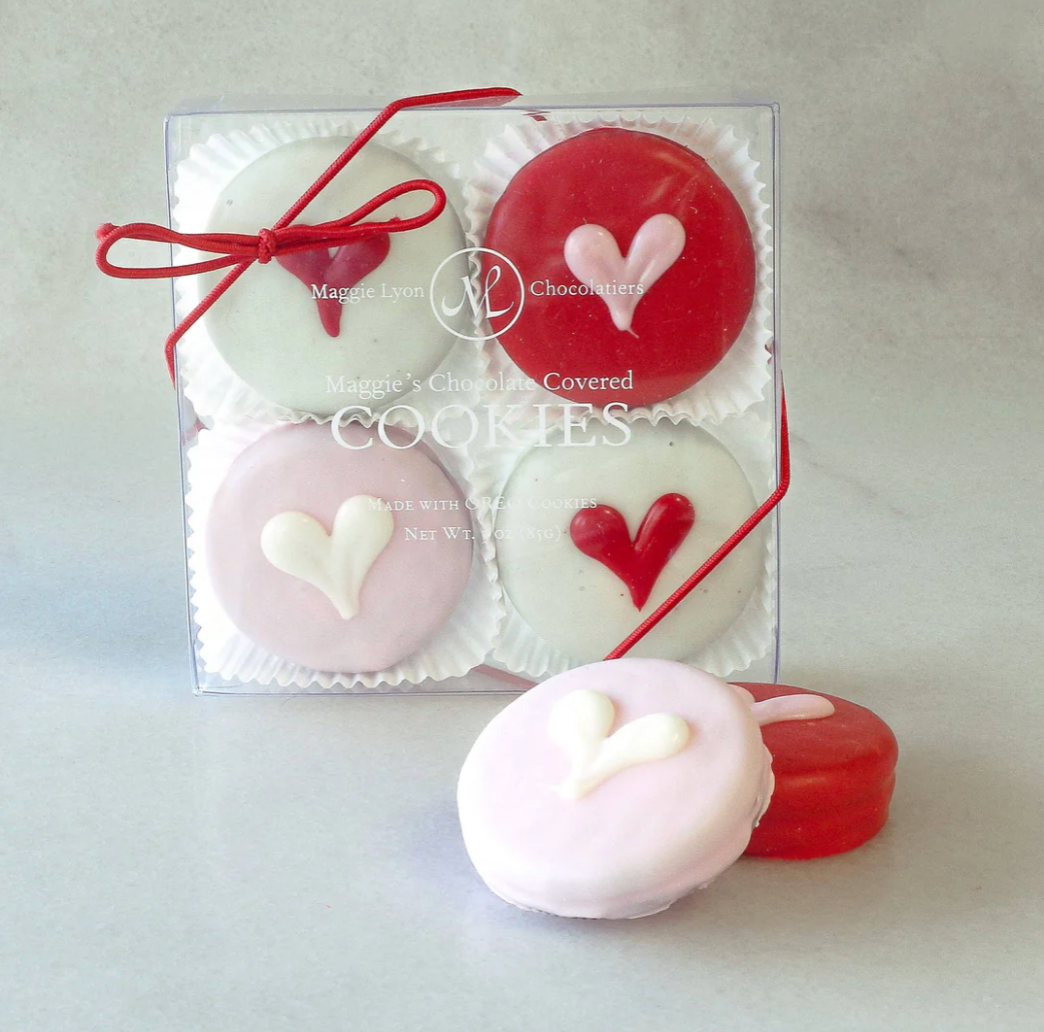 Valentine's 4pc Milk Chocolate Covered Cookies - Hearts