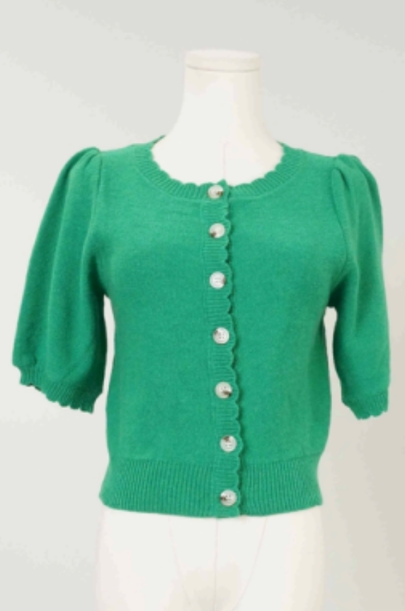 Button Front Closure Short Sleeve Knit Cardigan