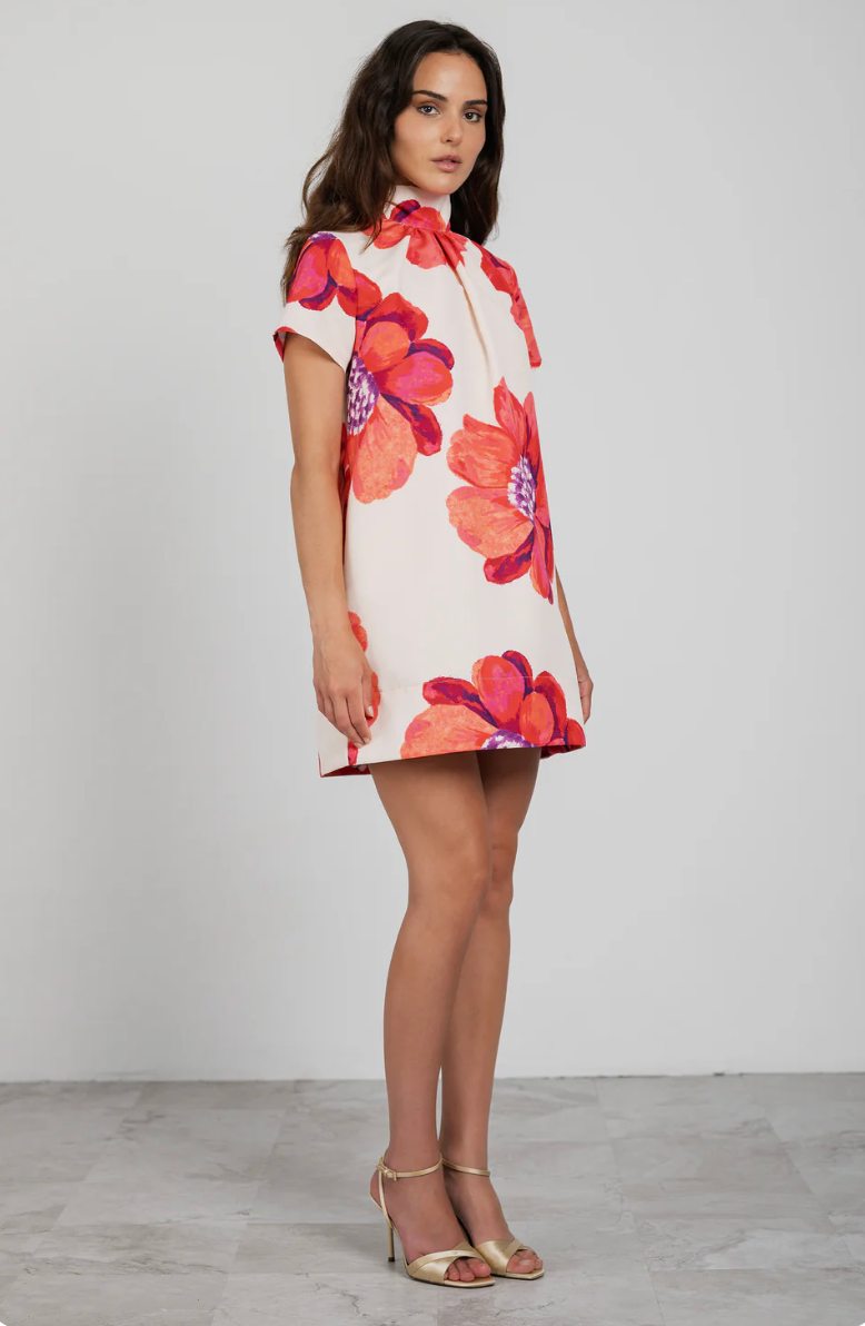 Rory Dress in Butter/Coral