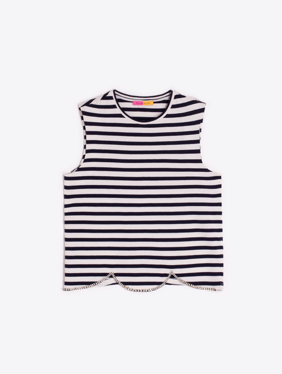 Wavy Hem Sleeveless Sailor Top