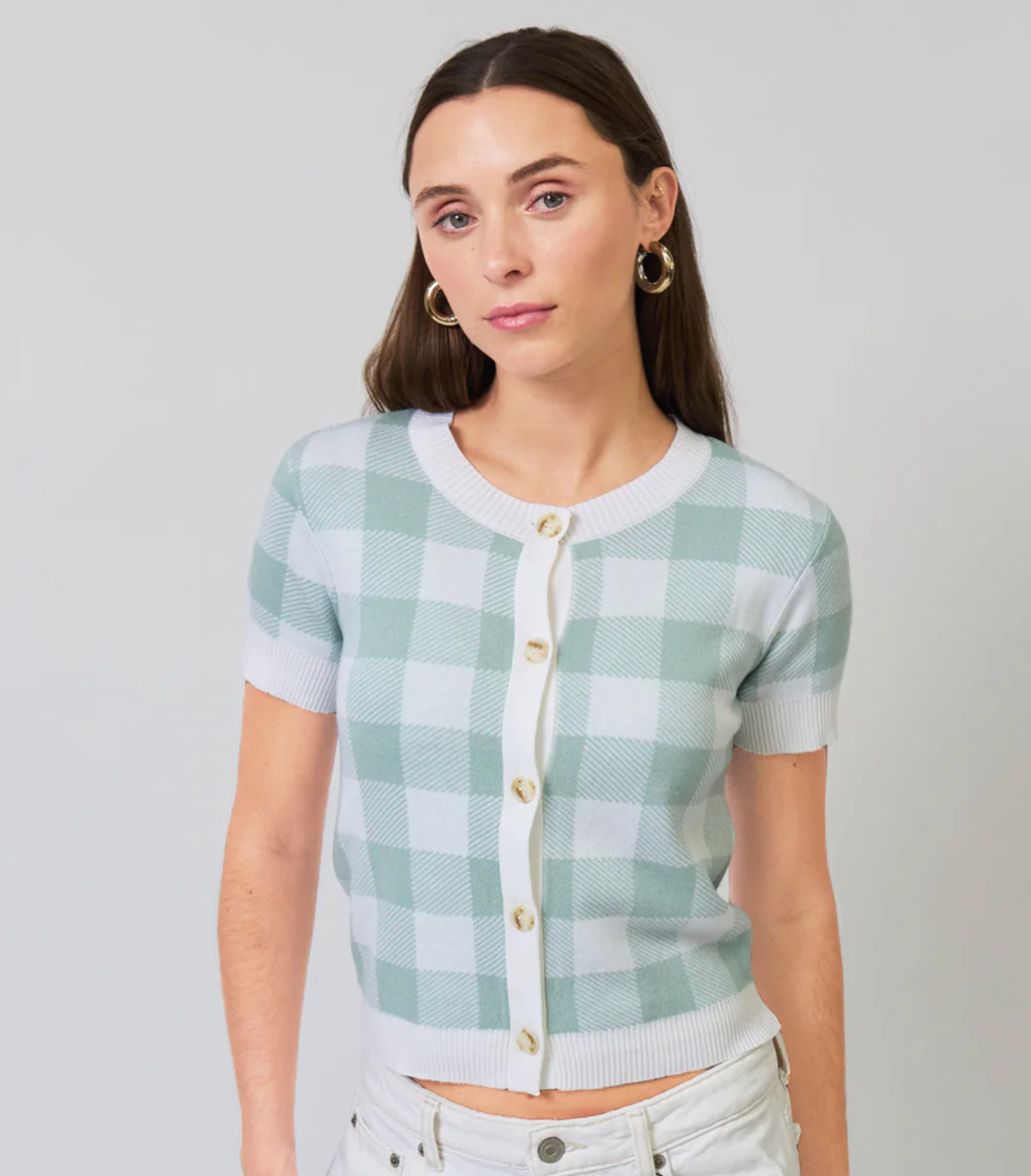 Lauren Gingham Jaquard Cardigan