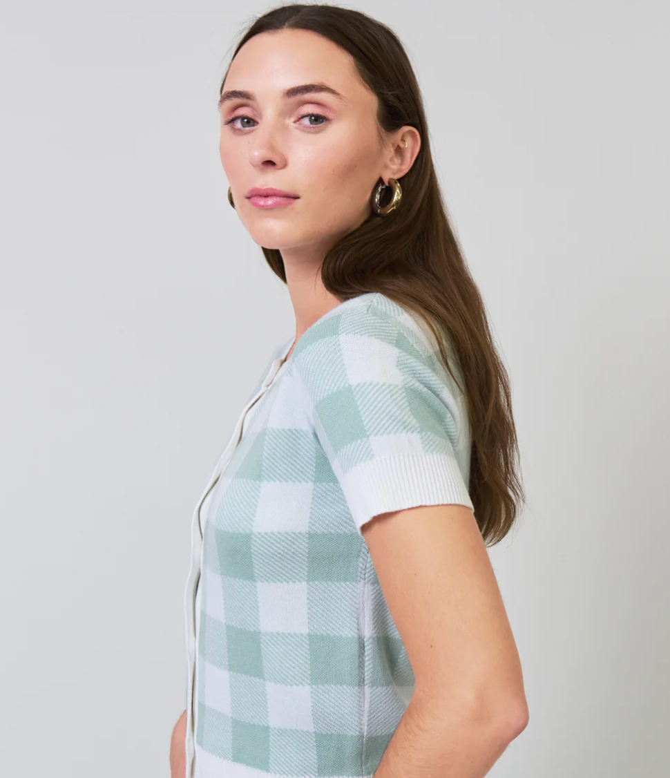 Lauren Gingham Jaquard Cardigan