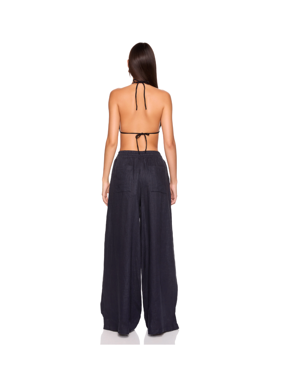 Solid Linen Wide Leg Pants