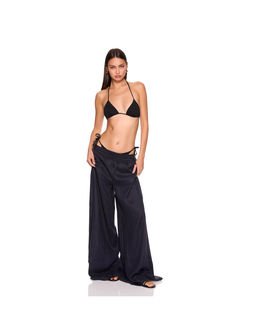 Solid Linen Wide Leg Pants