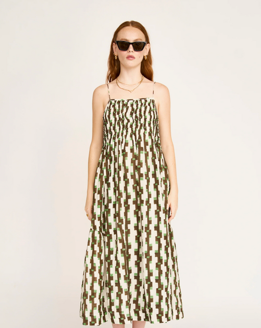 Janeiro Dress in Chocolate Mint Hopscotch