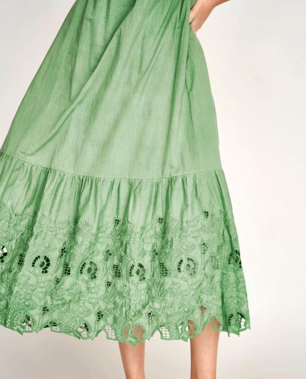 Monaco Dress in Mint Embroidered Deco