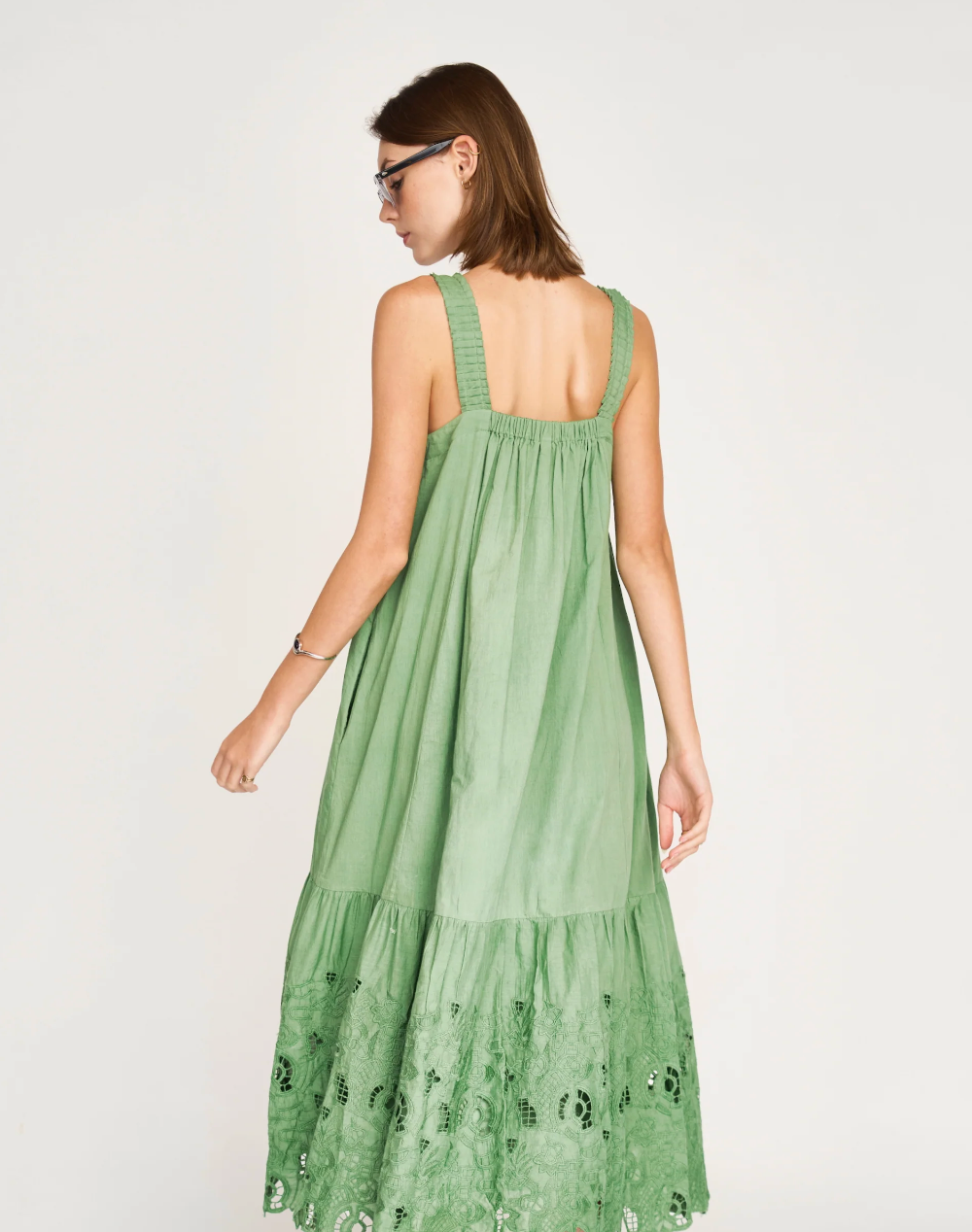 Monaco Dress in Mint Embroidered Deco