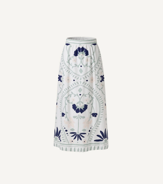 Juliet Ankle Skirt in Liliana Blue Surf