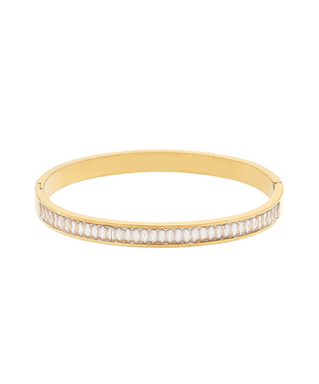 Pave CZ Baguette Bangle Bracelet