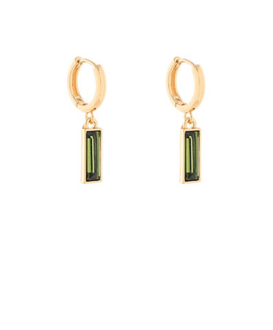 Rectangle Glass Dangle Hoops