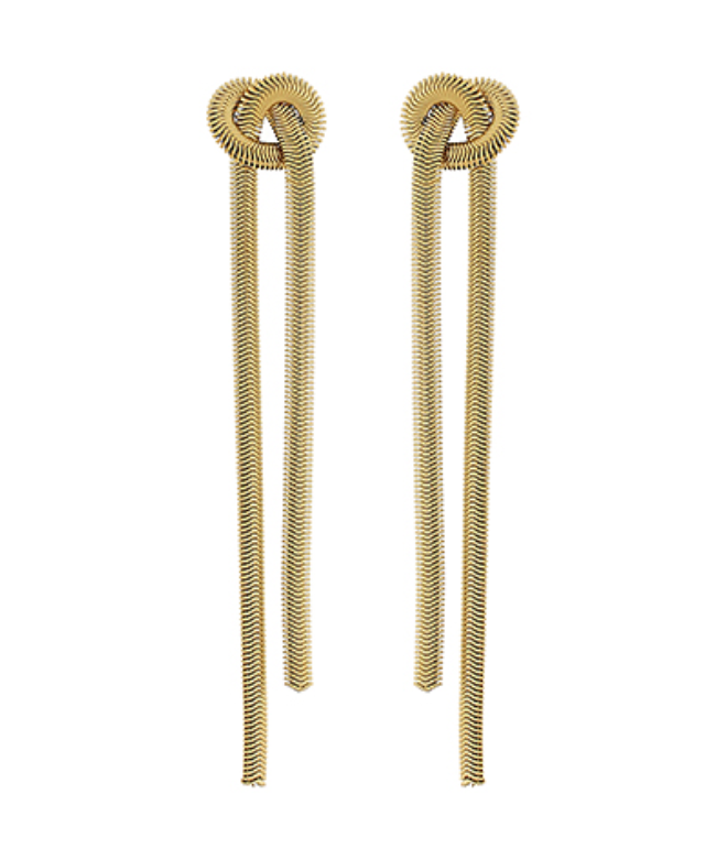 Textured Chain Long Earrings