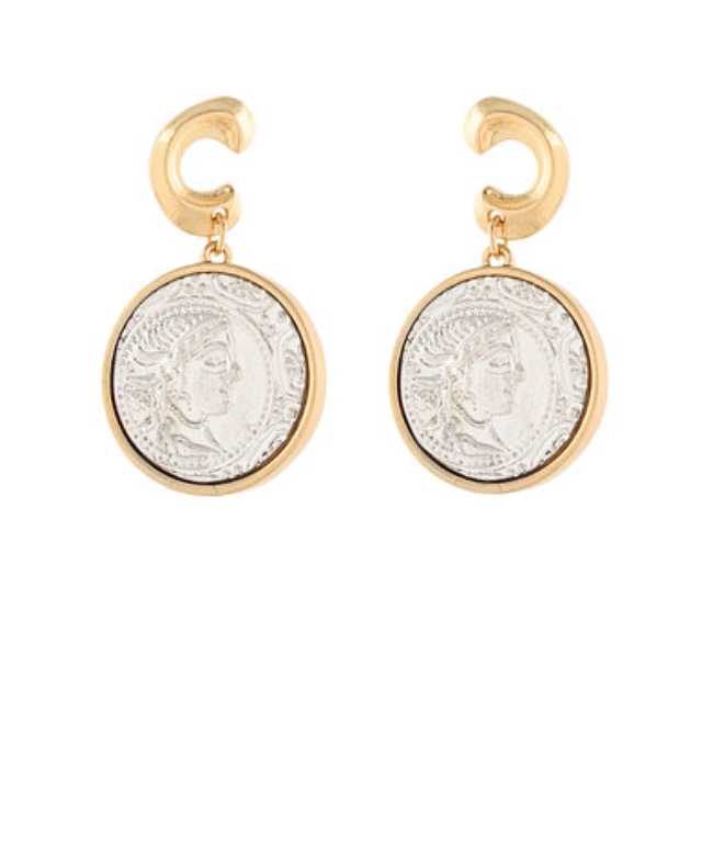 Two-tone Coin Dangle Earrings