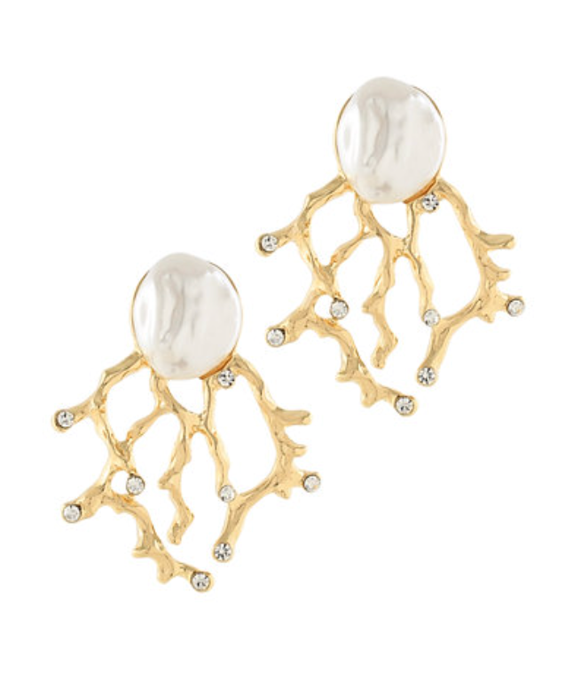 Coral & Baroque Pearl Earrings