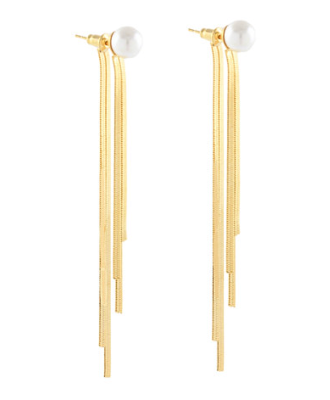 Pearl & Fringe Chain Earrings
