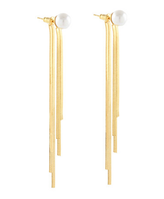 Pearl & Fringe Chain Earrings