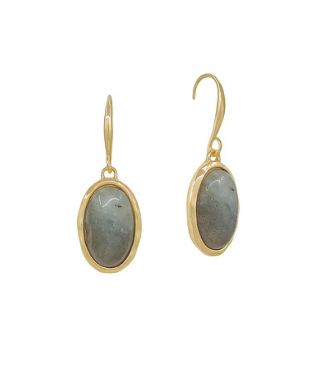 Grey Oval Marble Stone Earrings