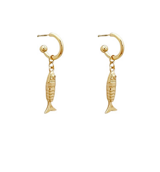 Textured Fish Dangle Earrings