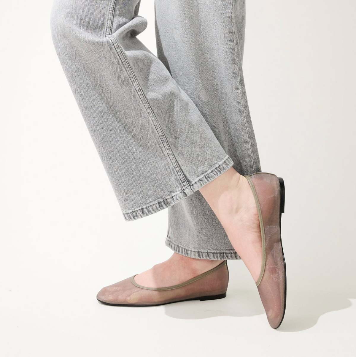 Sadie In Taupe Mesh Ballet Flat