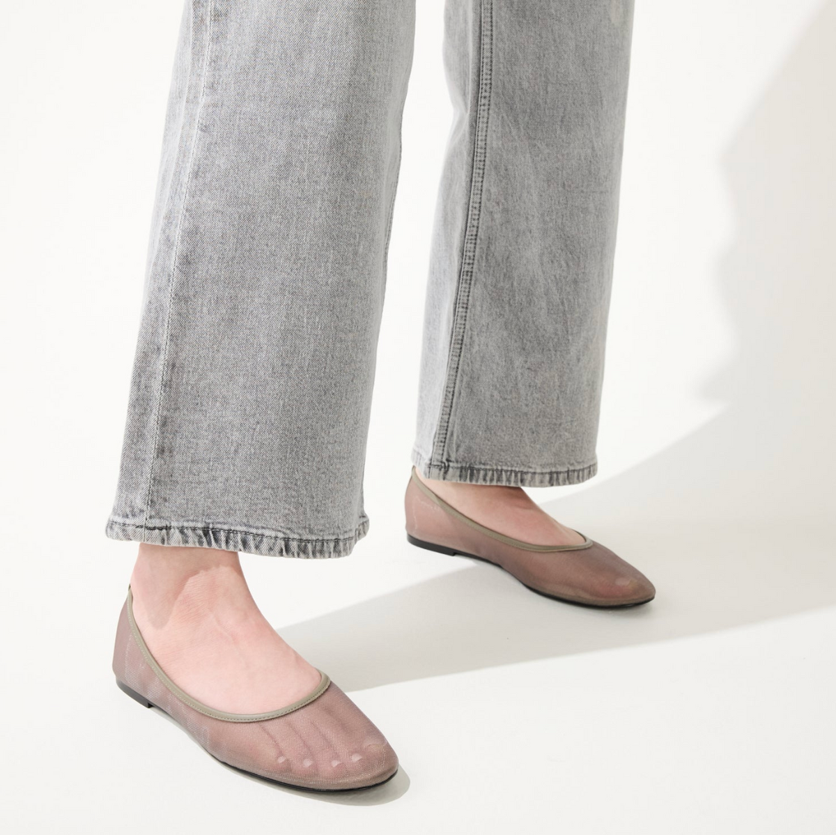 Sadie In Taupe Mesh Ballet Flat