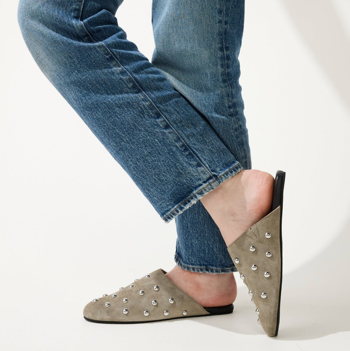 Zoe Mule in Taupe Suede