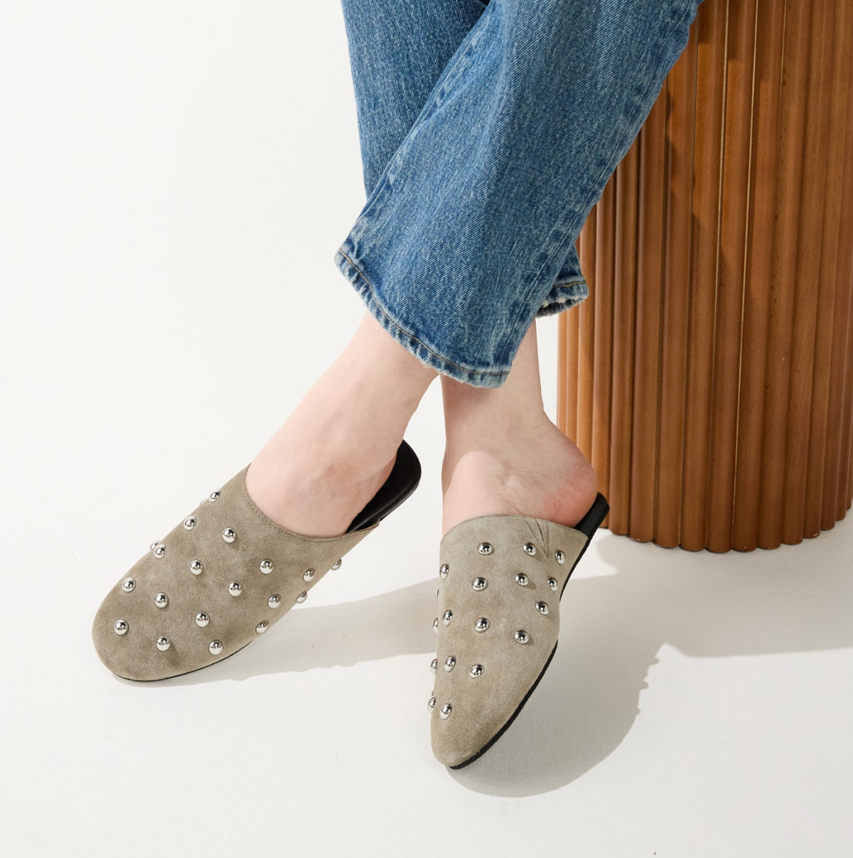 Zoe Mule in Taupe Suede