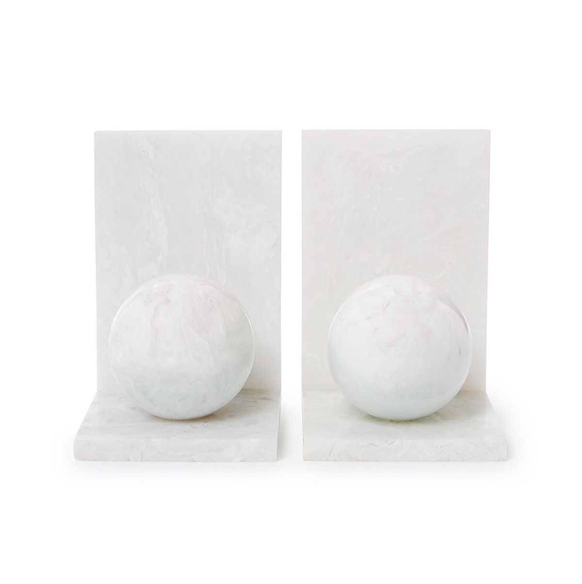 White Marblized Bookends