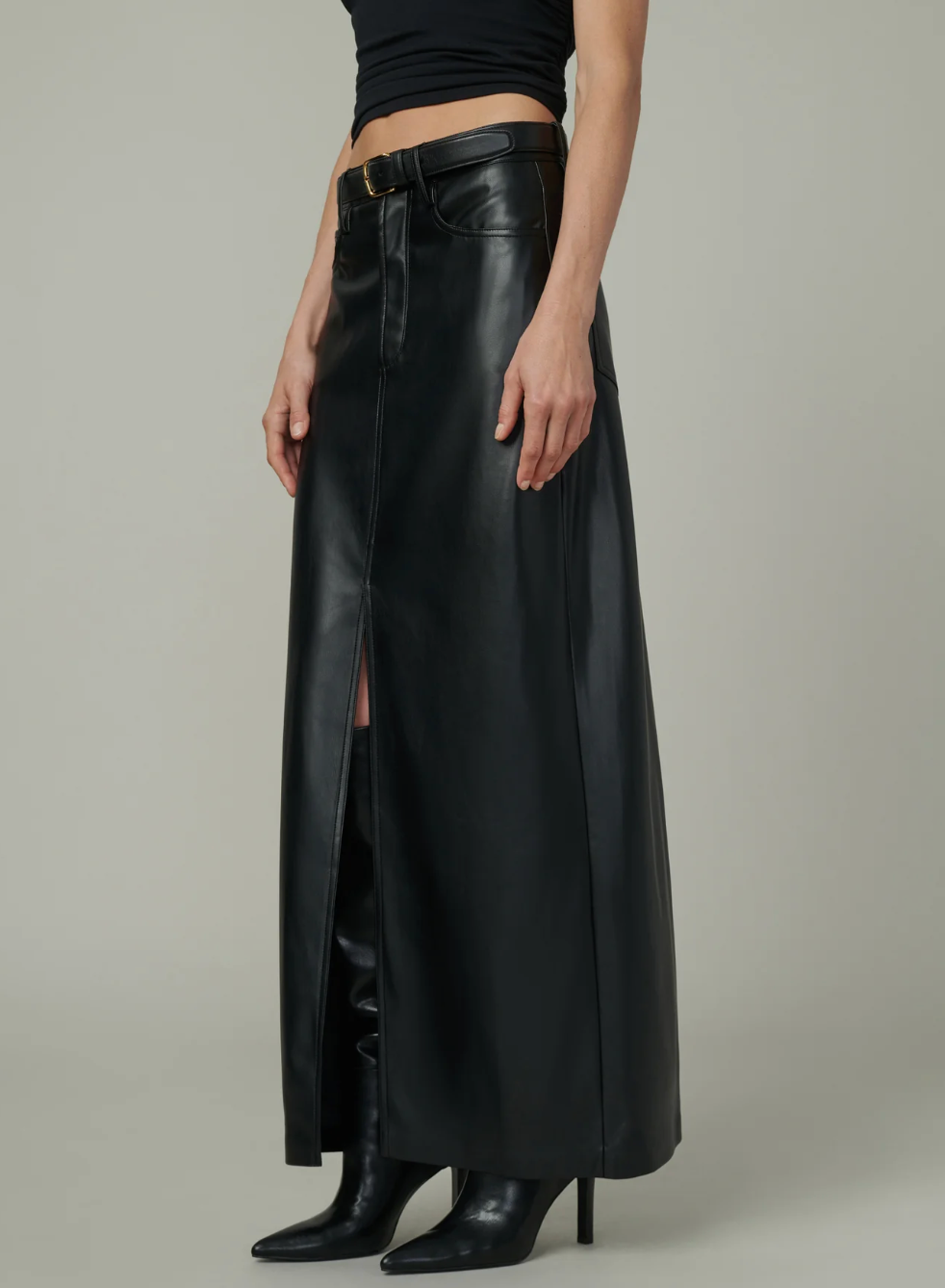 The Martine Maxi Skirt Vegan Leather