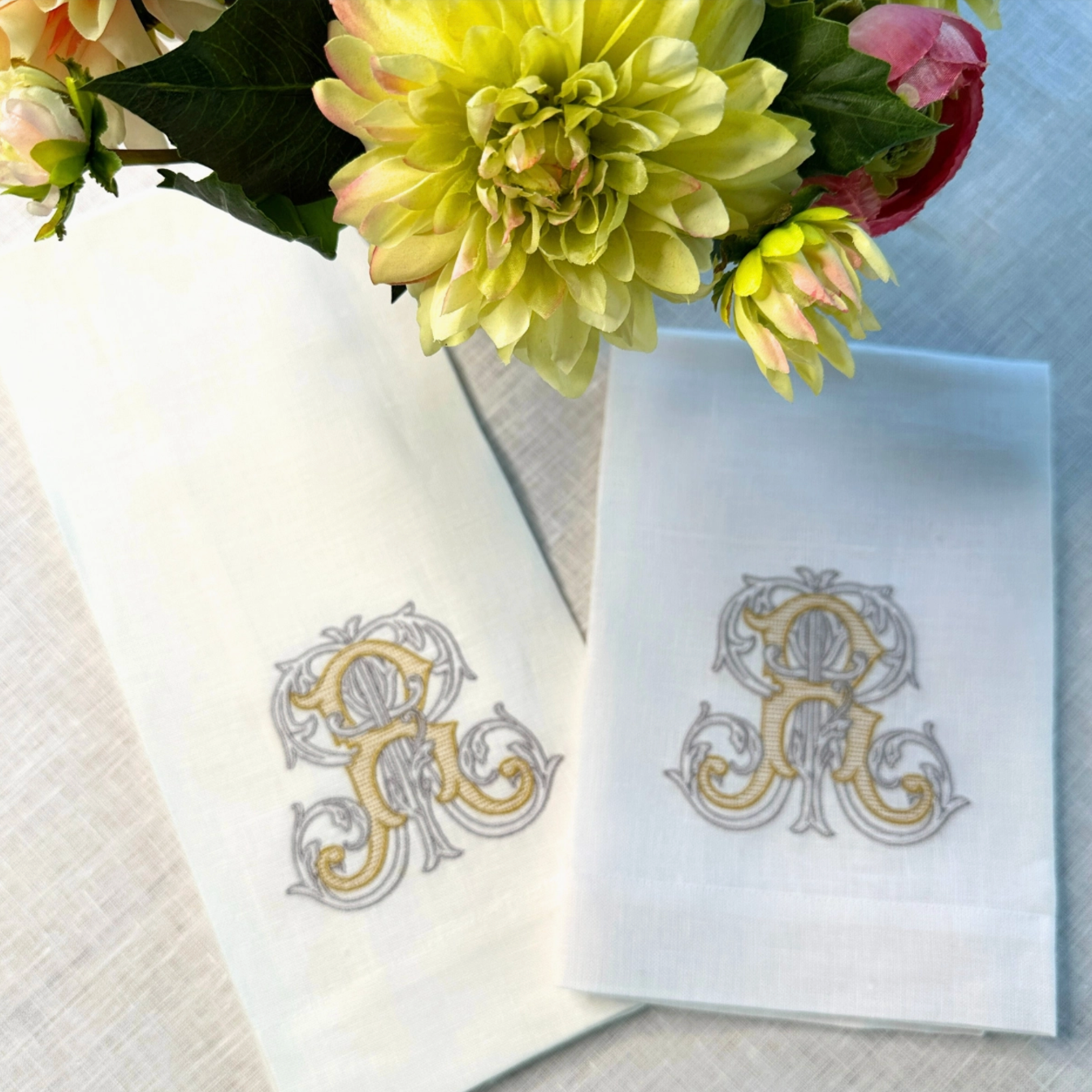 Vintage Vine Monogram Linen Towel