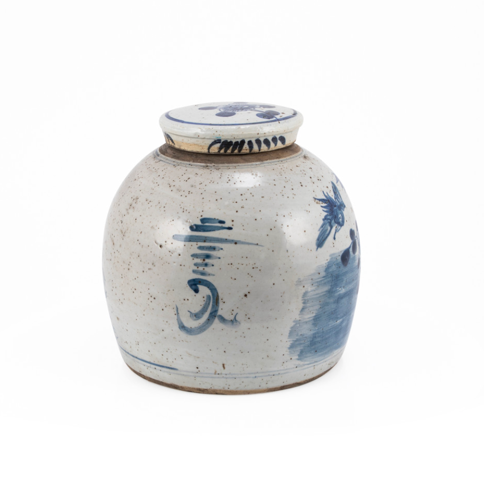 Vintage Ming Jar Flower Bird Motif