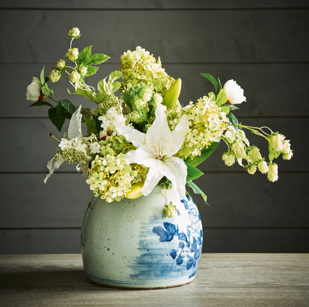 Vintage Ming Jar Flower Bird Motif