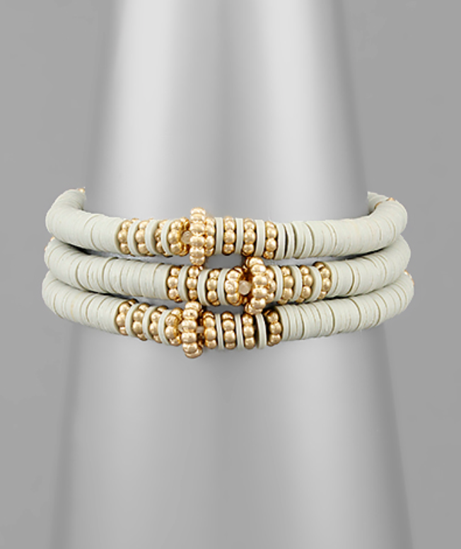 3 Row Color Rubber Bead Bracelet