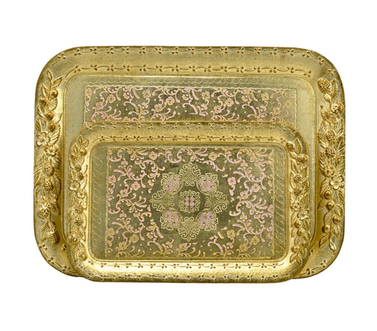 Florentine Wood Rectangle Berry and Botanical Tray