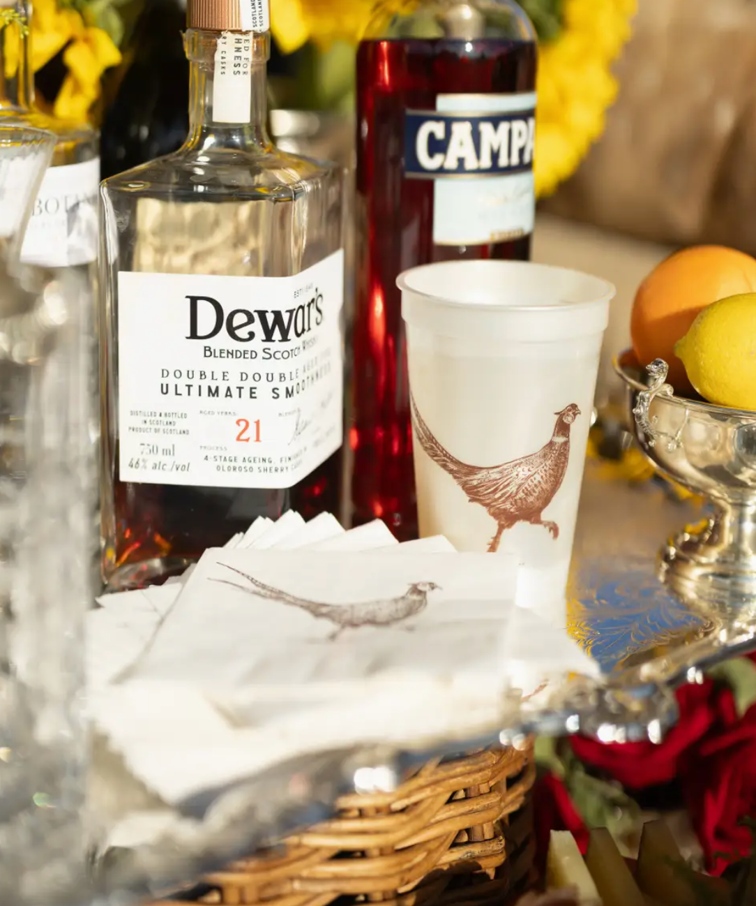 Pheasant Strut White Beverage Napkins