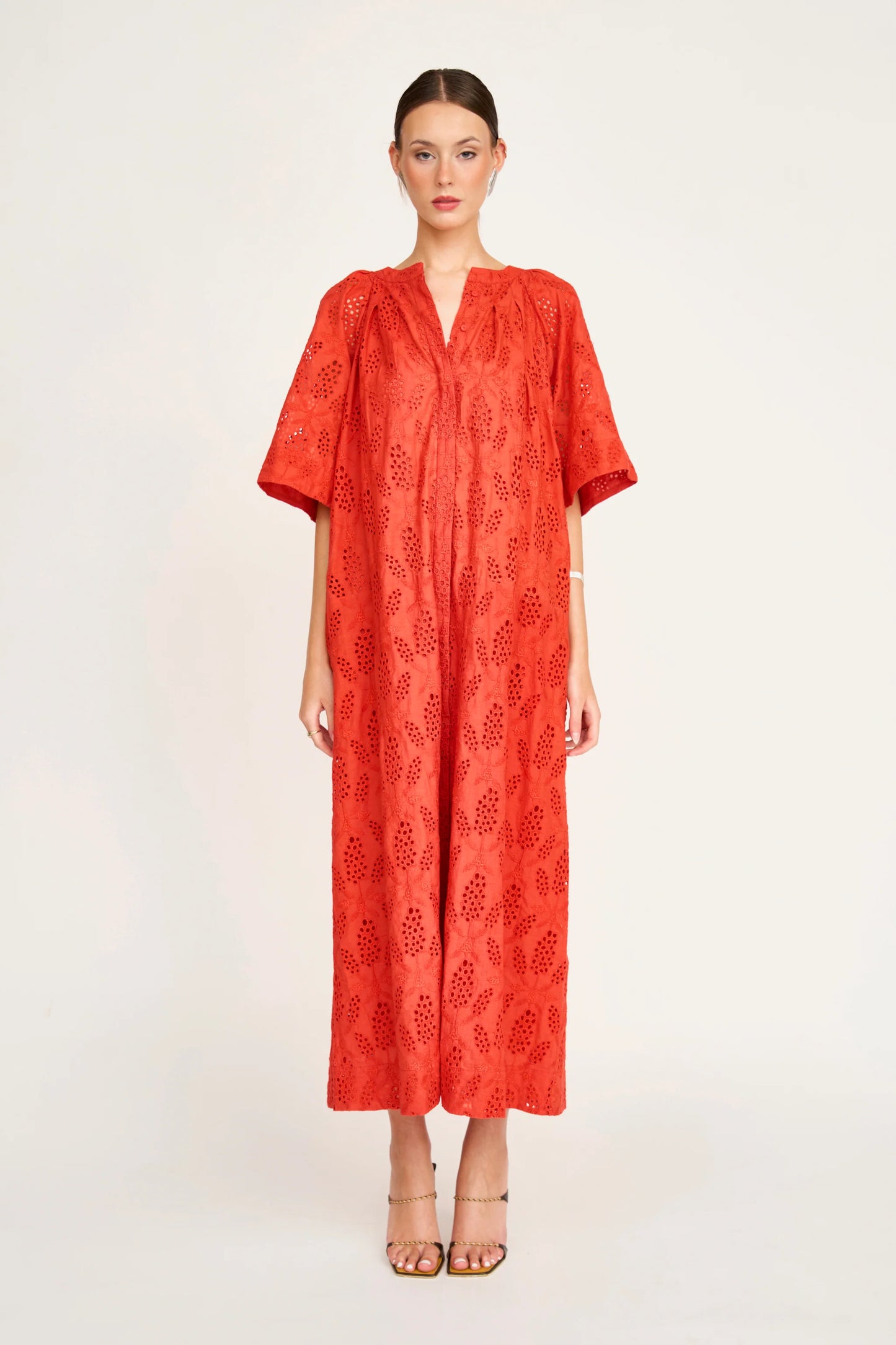 Somerset Dress in Chili Hyacinth Eyelet