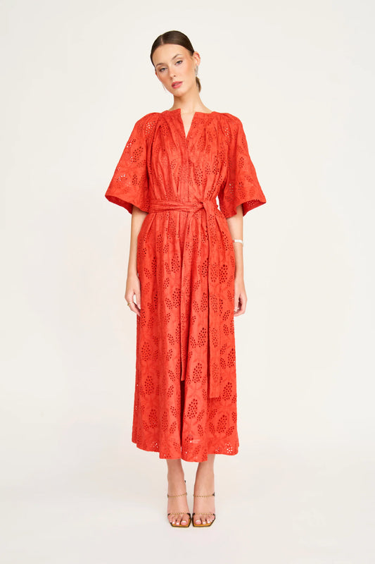 Somerset Dress in Chili Hyacinth Eyelet