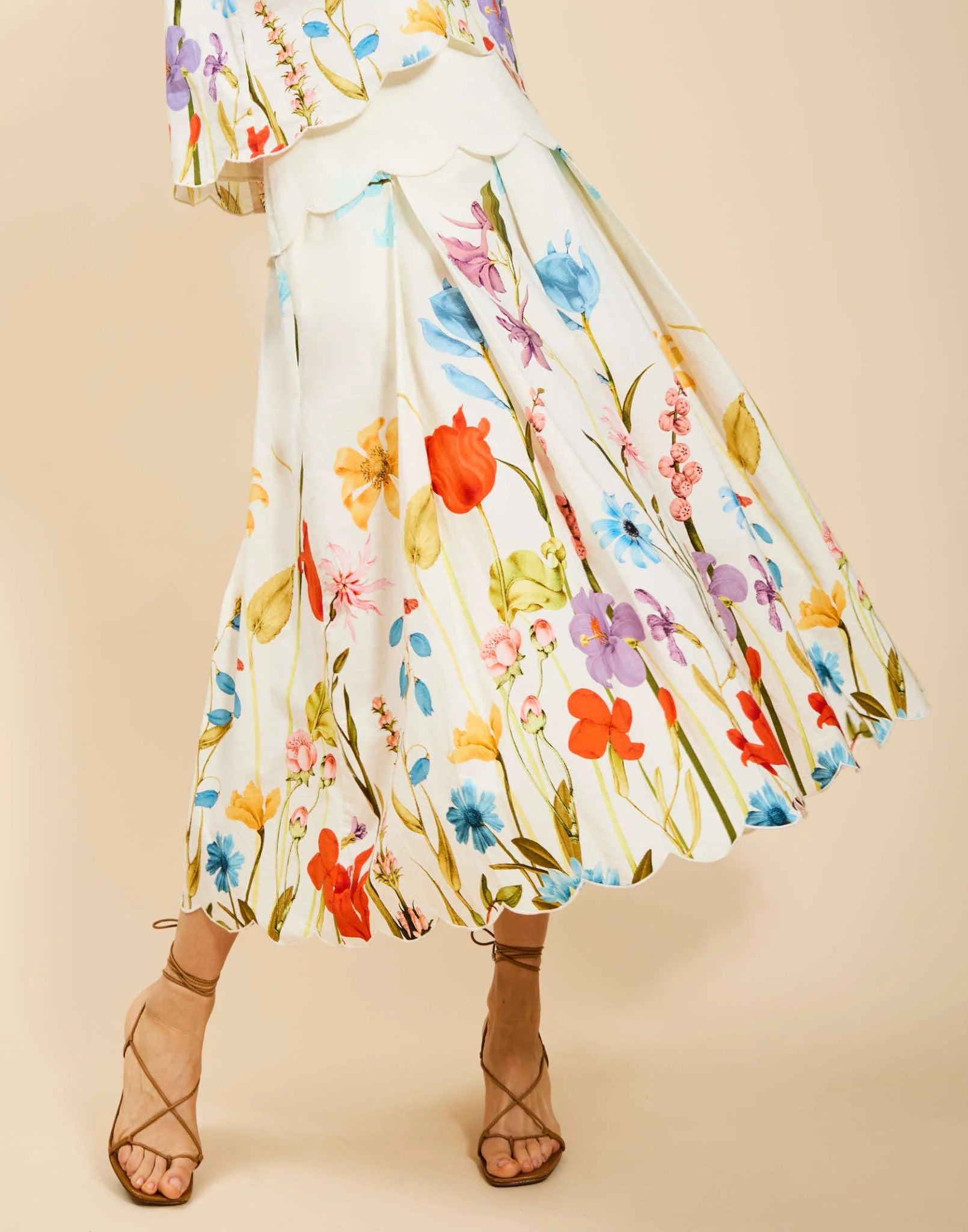 Sonata Scallop Midi Skirt in Garden Muse