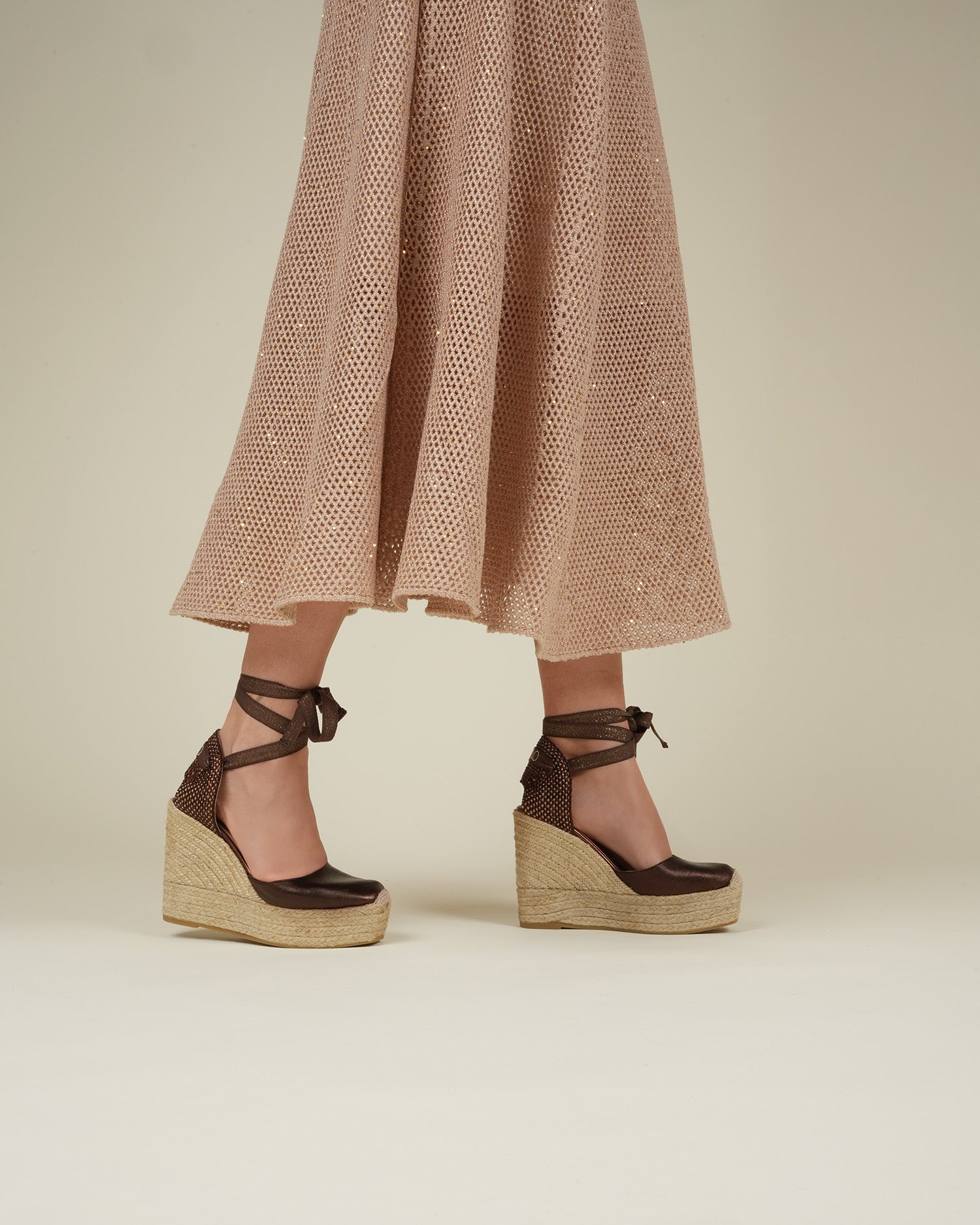 Tedie High Wedge Espadrille in Coffee