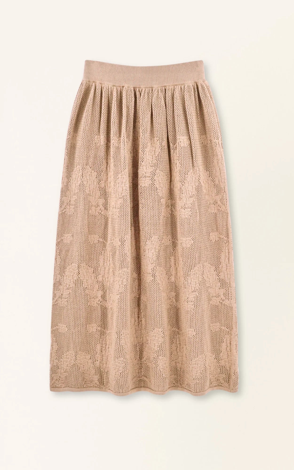Verona  Floral Knit Skirt in Biscuit